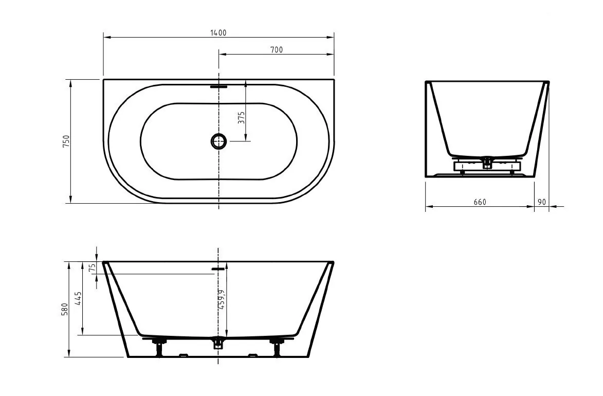 картинка Акриловая ванна BelBagno BB710-1400-750 