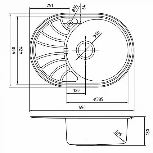 картинка Мойка кухонная из нержавеющей стали IDDIS Suno SUN65SRi77 