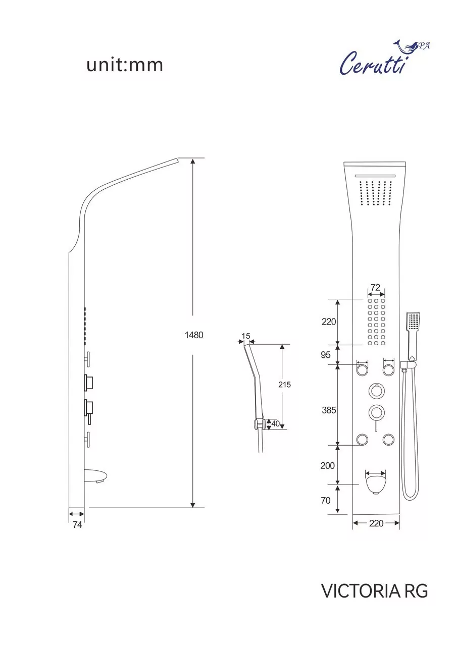 картинка Панель душевая Ceruttispa VICTORIA RG CT9977 