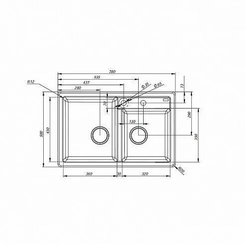 картинка Мойка кухонная из искусственного гранита IDDIS Vane G V23P782i87 