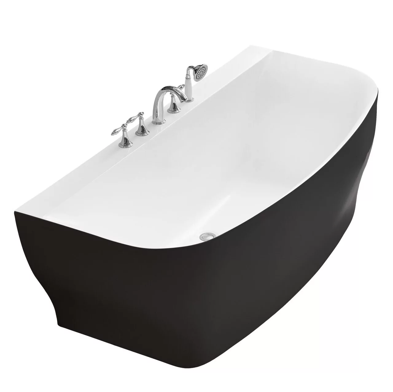 картинка Акриловая ванна без перелива BelBagno BB74-NERO-W0 1650x780x590 