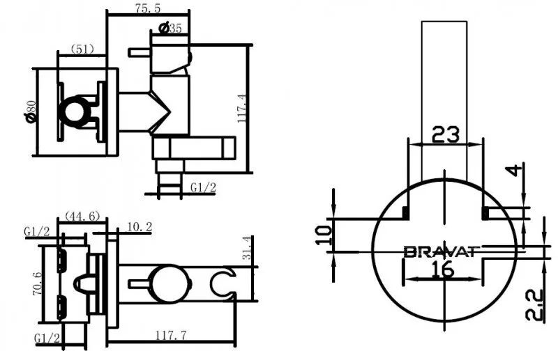 картинка Смеситель с гигиеническим душем Bravat Eler D9137CP-RUS 