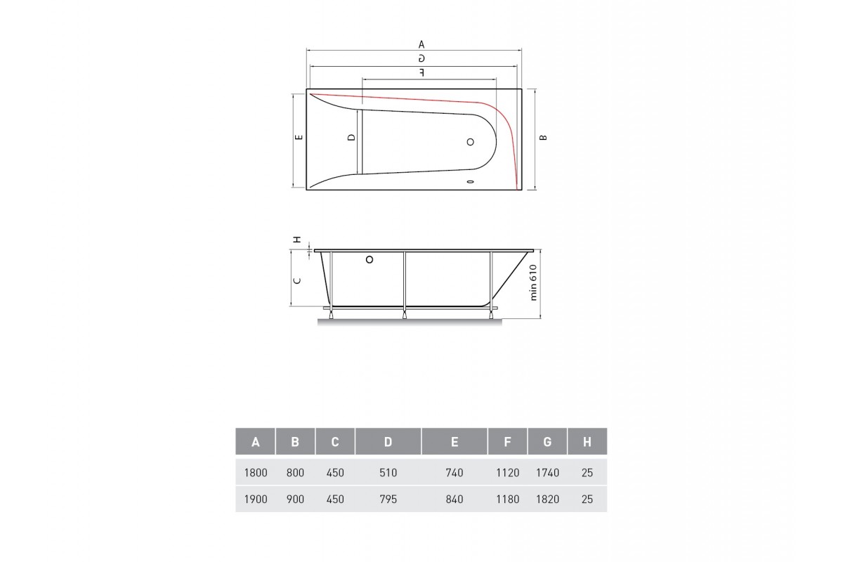 картинка Акриловая ванна Vayer Boomerang 180x80 R 