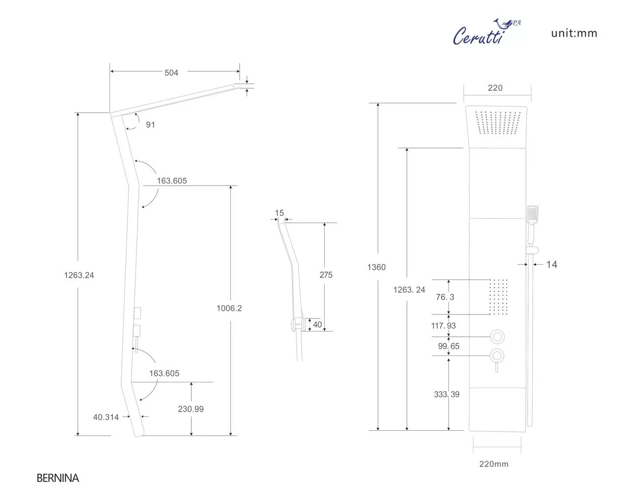 картинка Панель душевая Cerutti SPA BERNINA MW CT8981 