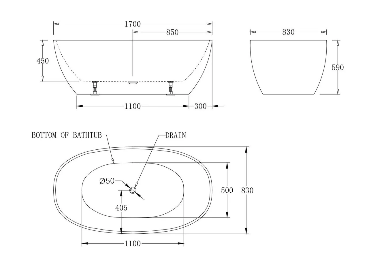 картинка Акриловая ванна без перелива BelBagno BB81-1700-W0 