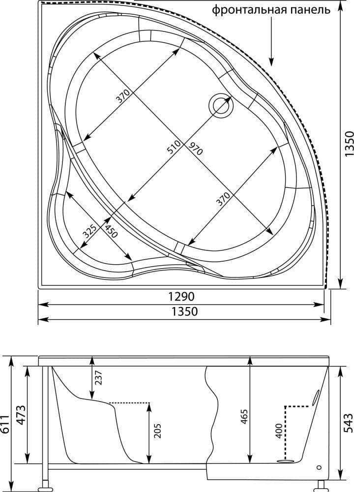 картинка Акриловая ванна Aquanet Vitoria 135x135 с каркасом 