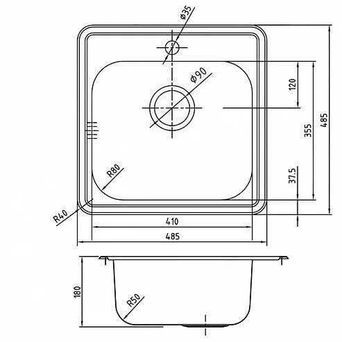 картинка Мойка кухонная из нержавеющей стали IDDIS Strit STR48P0i77 