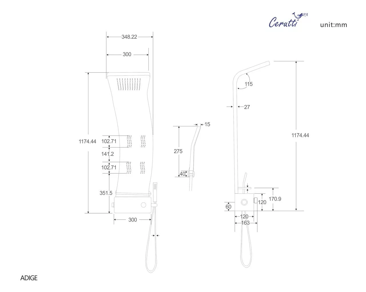 картинка Панель душевая Cerutti SPA ADIGE B CT8980 