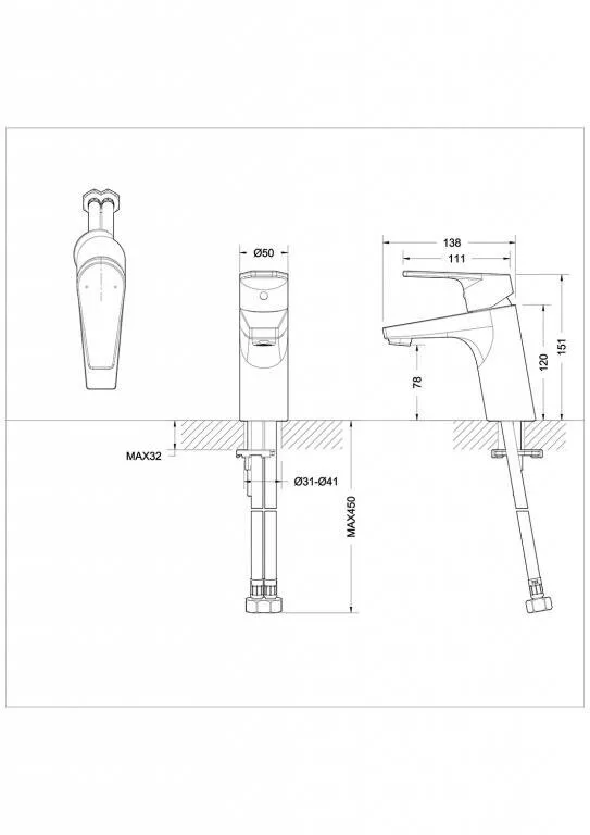 картинка Смеситель для раковины Bravat Line F15299C-1 