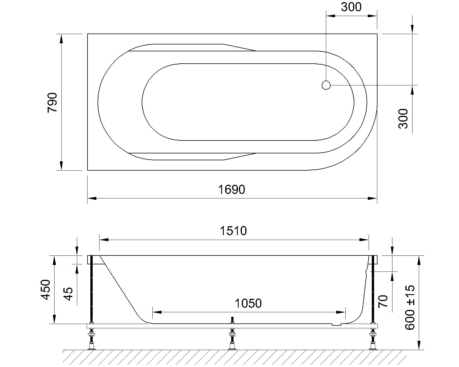 картинка Гидромассажная ванна Royal Bath AZUR DE LUXE 170x80x60L 