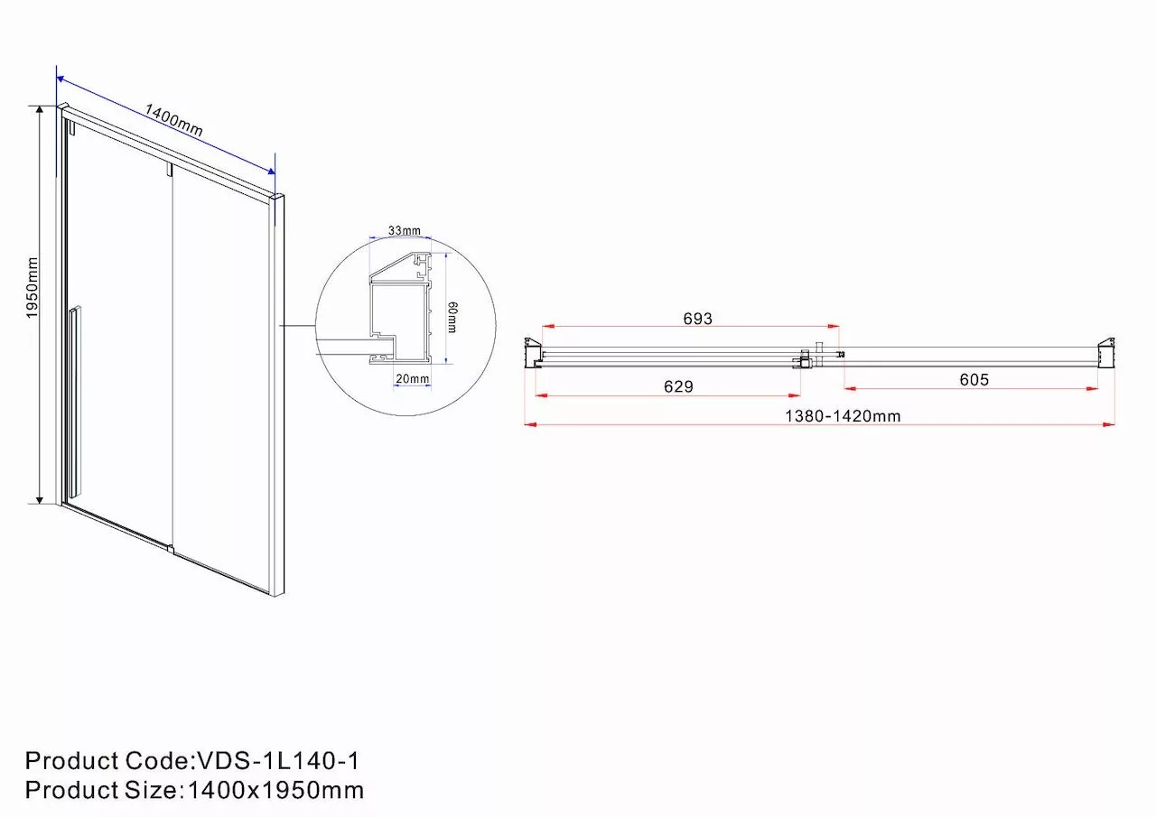 фото Душевая дверь Vincea Lugano VDS-1L140CL-1 