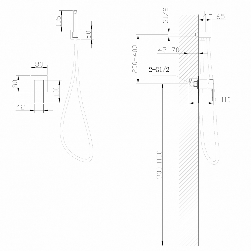 картинка Смеситель ABBER Daheim AF8225NG с гигиеническим душем никель 