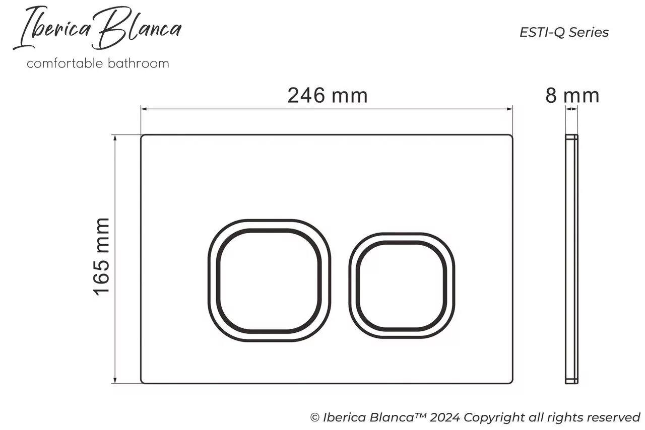 картинка Клавиша смыва 246 х 165 мм Iberica Blanca ESTI-Q  черный матовый пластик 