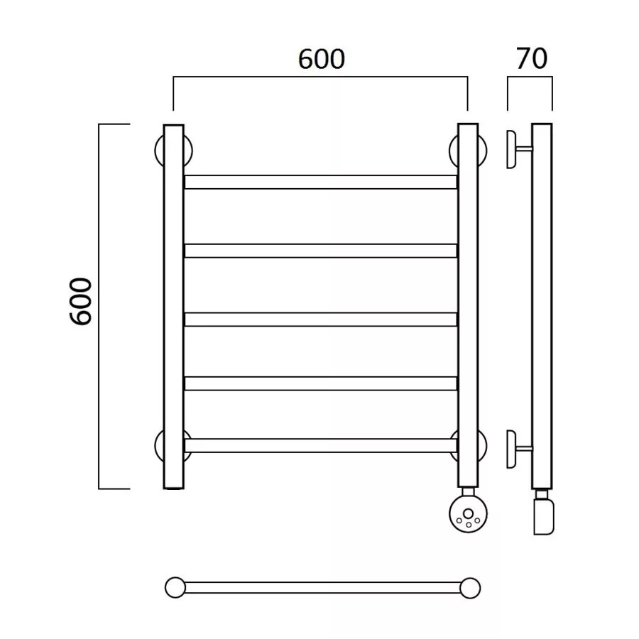 картинка Полотенцесушитель электрический ПРЯМАЯ 60х60 ПРАВЫЙ Aquanerzh 000-10A6060_R 