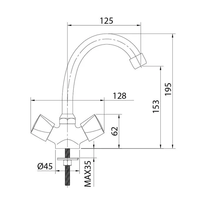 картинка Смеситель Milardo Tring TRISB00M01 для раковины 