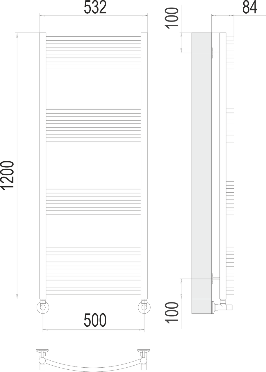 картинка Полотенцесушитель водяной Terminus Классик П22 500х1200 