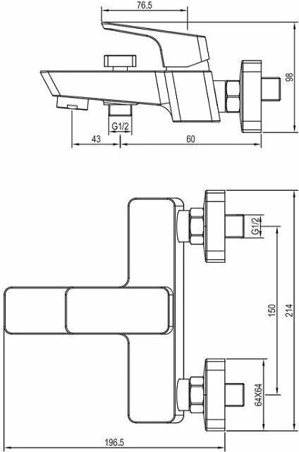 картинка Смеситель для ванны с душем Aquanet Gotic AF440-20С 