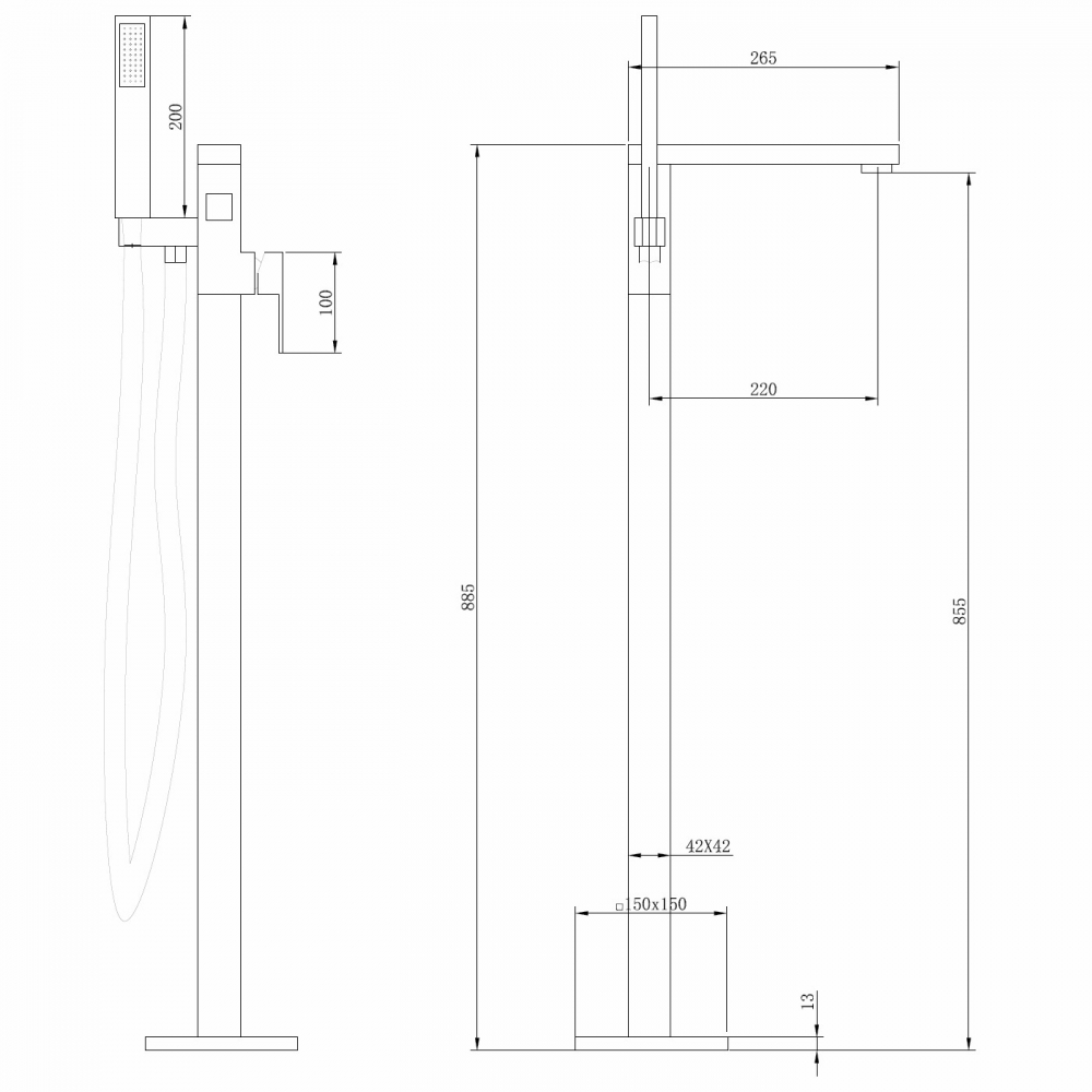 картинка Смеситель ABBER Daheim AF8215NG напольный никель 