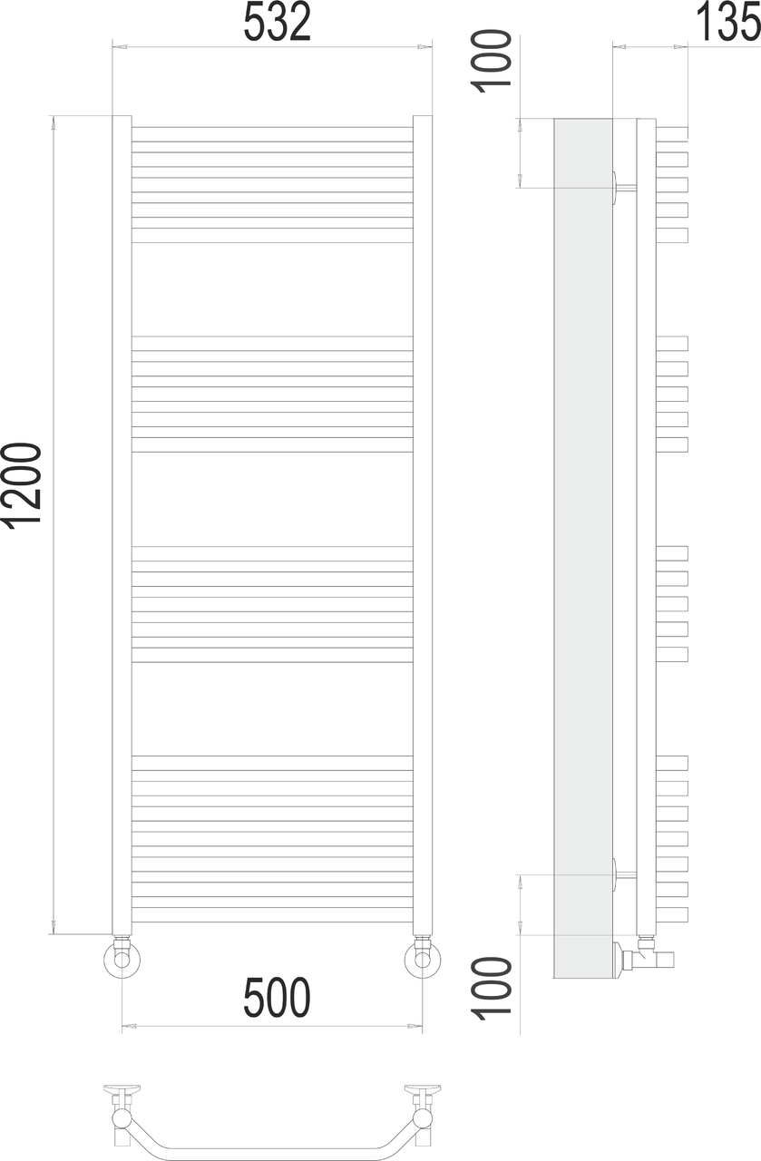 картинка Полотенцесушитель водяной Terminus Виктория П22 500х1200 