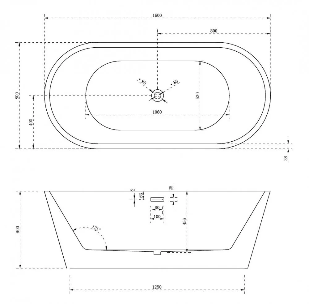 картинка Акриловая ванна Abber AB9203-1.6 