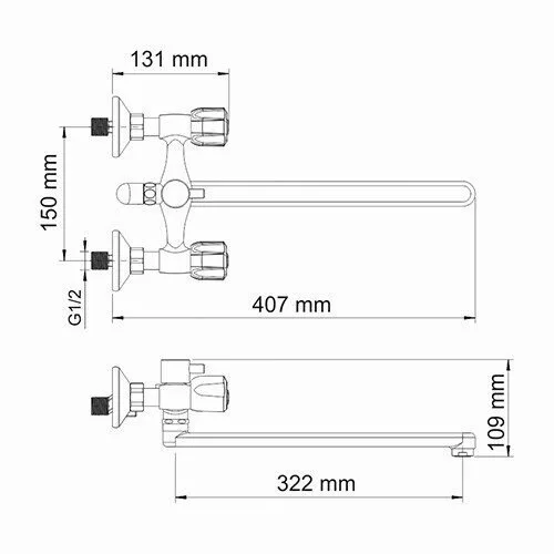 картинка Смеситель для ванны с длинным изливом WasserKRAFT Amper 2902L 