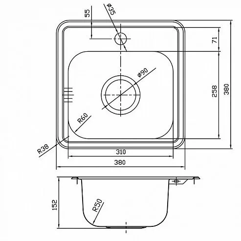 картинка Мойка кухонная из нержавеющей стали IDDIS Strit STR38S0i77 