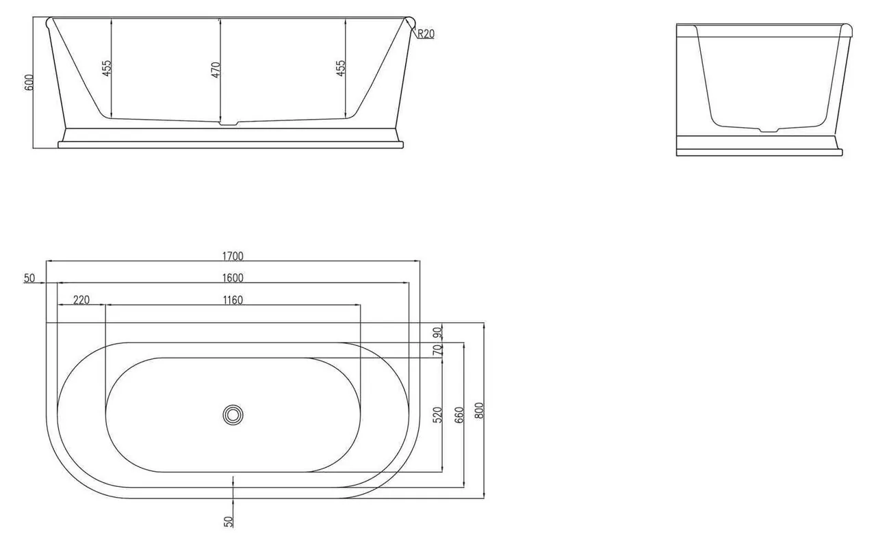 картинка Акриловая ванна BelBagno BB408-1700-800 