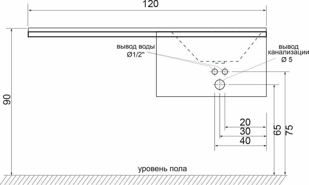 картинка Раковина Цвет и Стиль Персона 120 правая 