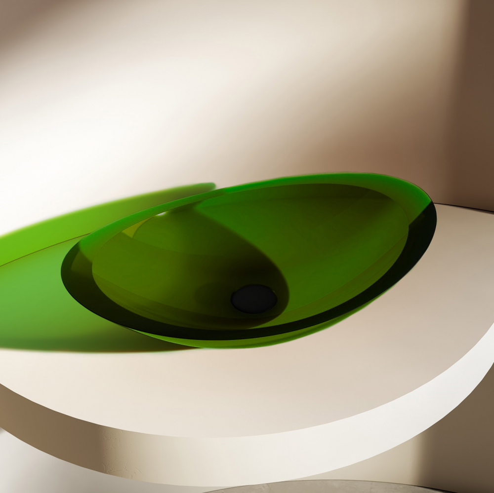 картинка Раковина накладная прозрачная ABBER Kristall AT2808Emerald зеленая 