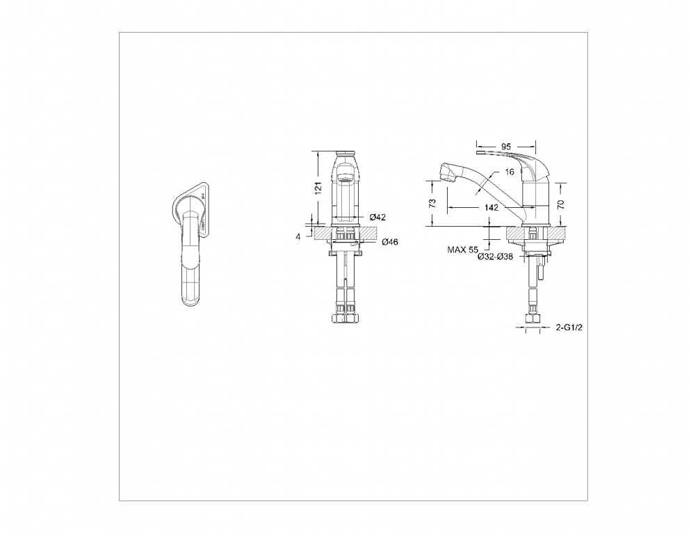 картинка Смеситель универсальный для кухни и раковины Bravar Fit F1233188CP-RUS 