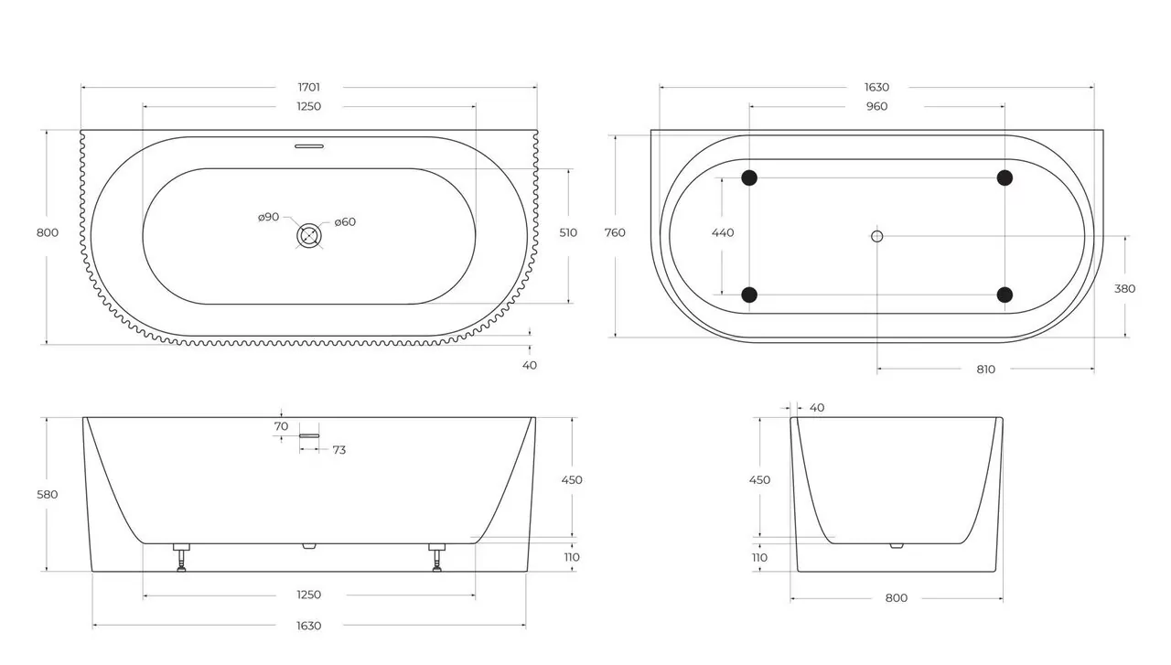 картинка Акриловая ванна BelBagno BB713-1700-800 