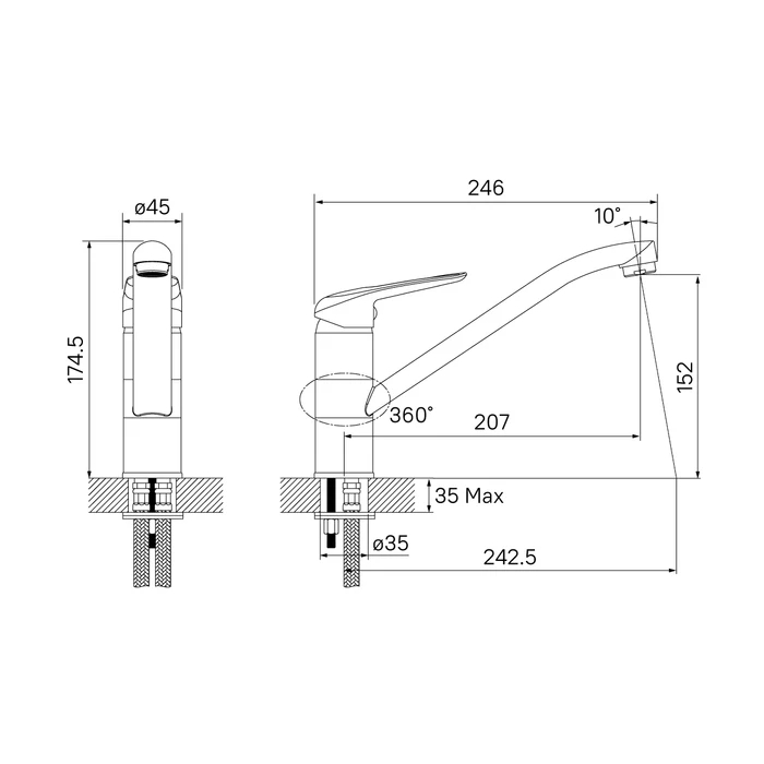 картинка Смеситель для кухни Iddis Male MALWT00i05 белый матовый 