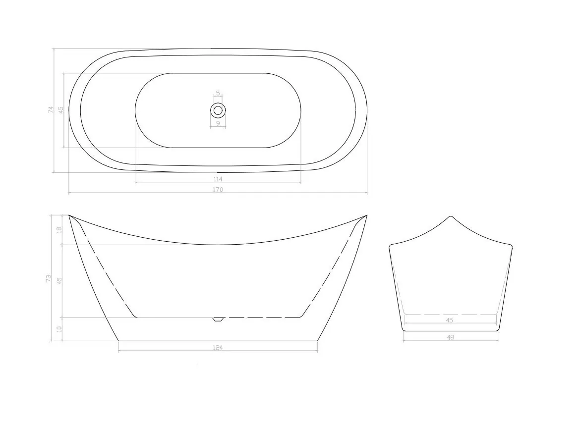 картинка Ванна Ceruttispa NEMI170II акриловая отдельностоящая 1700x740x730 