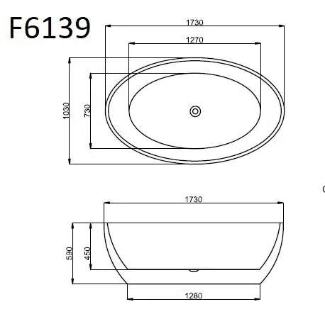 картинка Ванна Frank F6139 отдельностоящая 173х103х59 см 