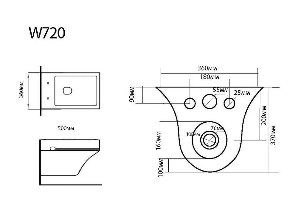 картинка Подвесной унитаз Black&White W-720 