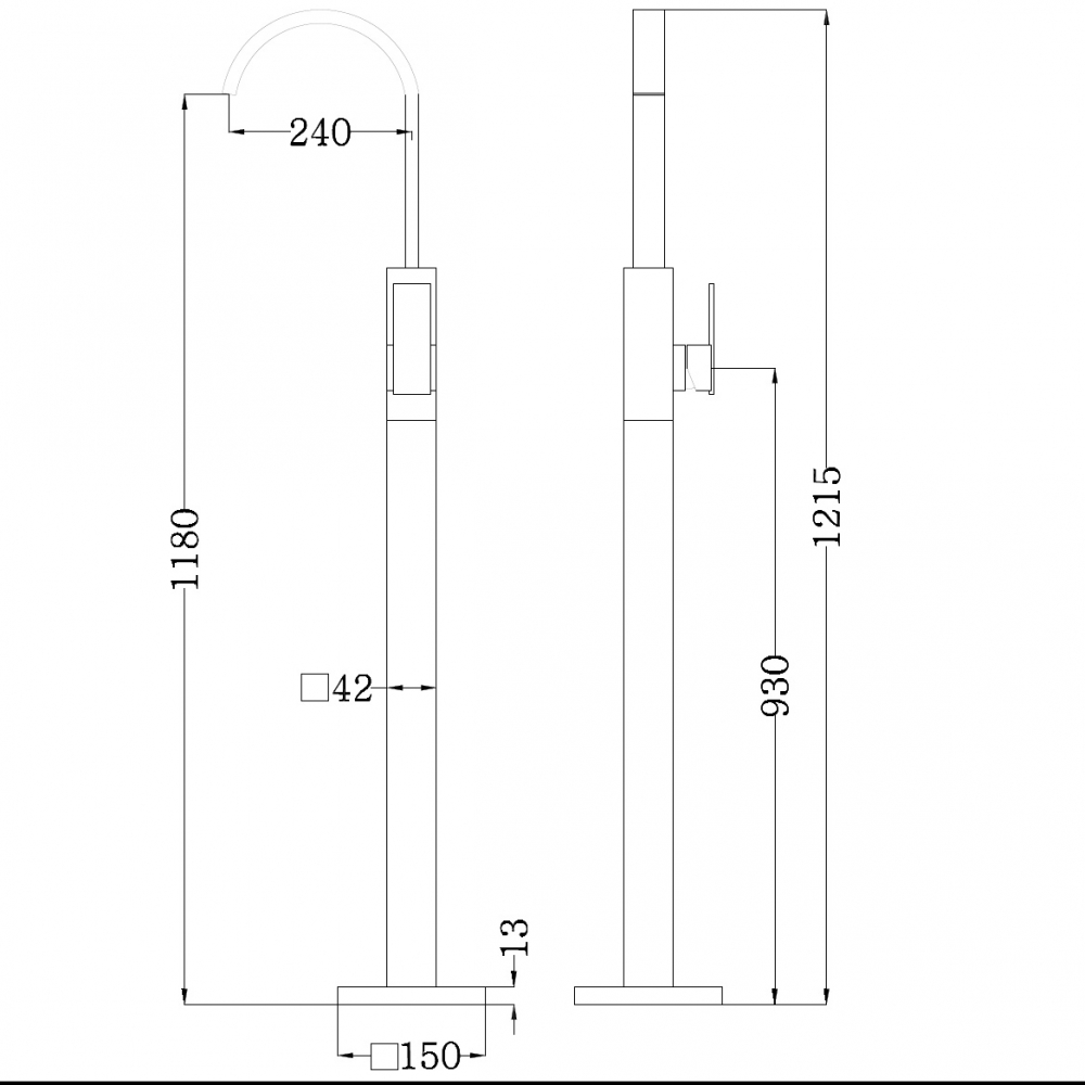 картинка Смеситель ABBER Wasserfall AF8640 напольный для раковины хром 