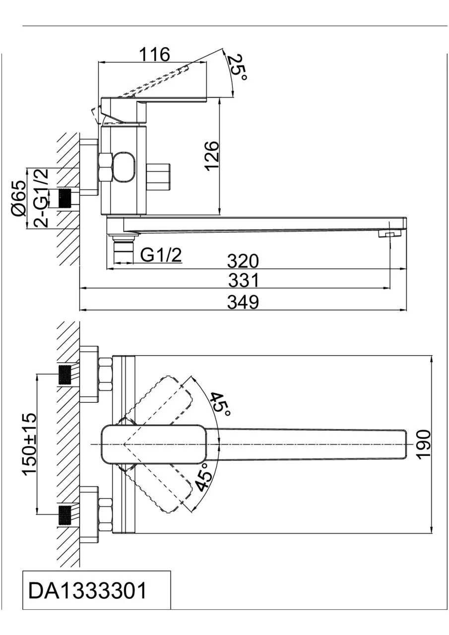 картинка Смеситель для ванны D&K Rhein Altportel DA1333301 