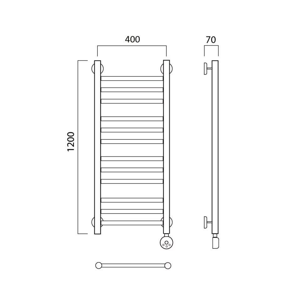 картинка Полотенцесушитель электрический ПРЯМАЯ групповая 120х40 ПРАВЫЙ Aquanerzh 00-12A12040_R 