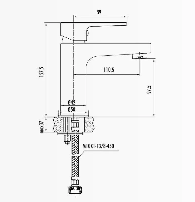 картинка Смеситель для раковины Creavit Sharp SR1500S, черный 