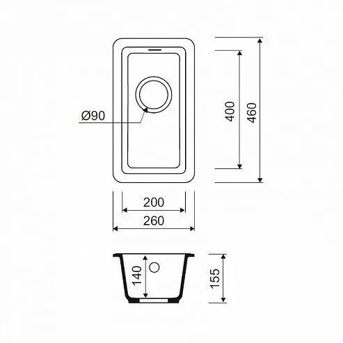 картинка Мойка кухонная из искусственного гранита IDDIS Tanto TU1W261i87 