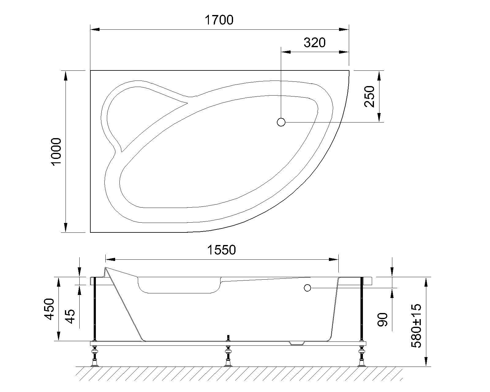 картинка Гидромассажная ванна Royal Bath ALPINE STANDART 170x100x58L 