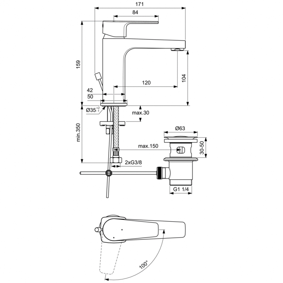 картинка Смеситель Ideal Standard BC689AA для раковины 