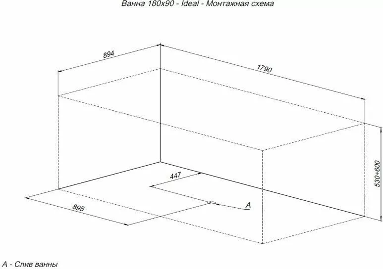 картинка Акриловая ванна Aquanet Ideal 180x90 