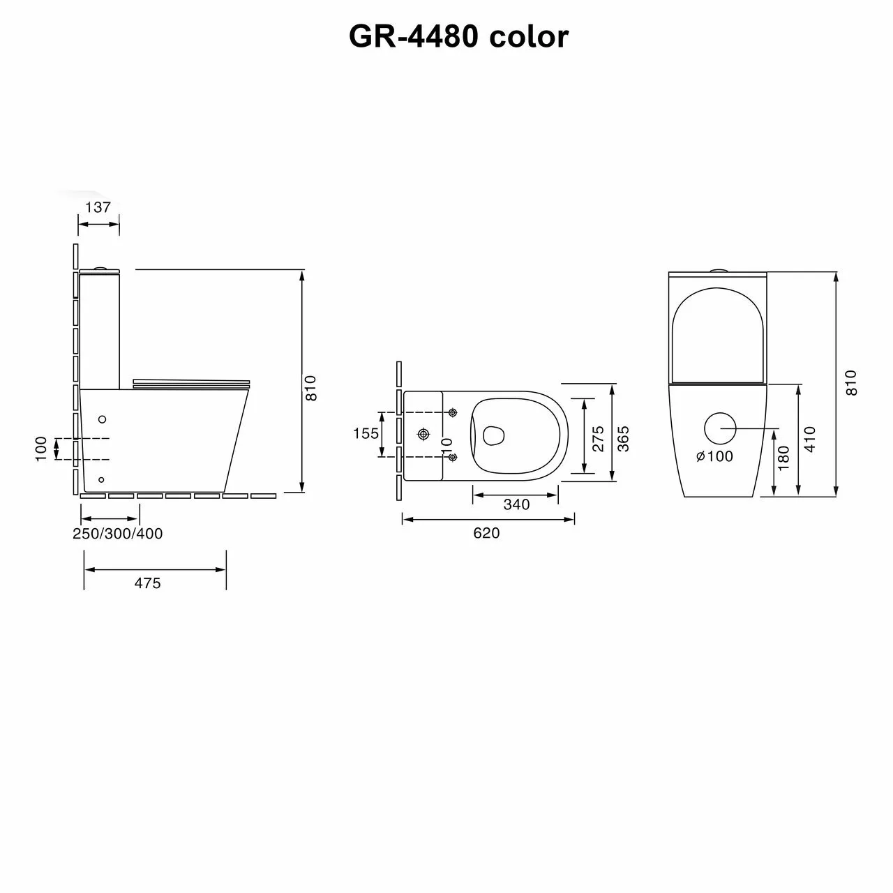 картинка Унитаз-компакт Grossman GR-4480GMS Color безободковый, серый матовый 