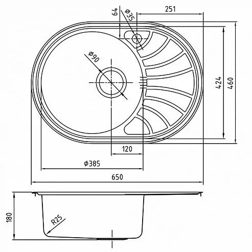 картинка Мойка кухонная из нержавеющей стали IDDIS Suno SUN65SLi77 