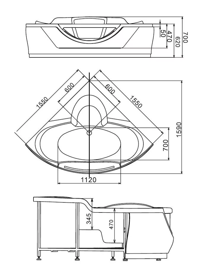 картинка Акриловая ванна Gemy G9025-II K 