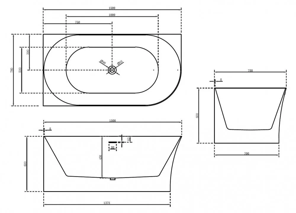 картинка Акриловая ванна Abber AB9258-1.5 L 