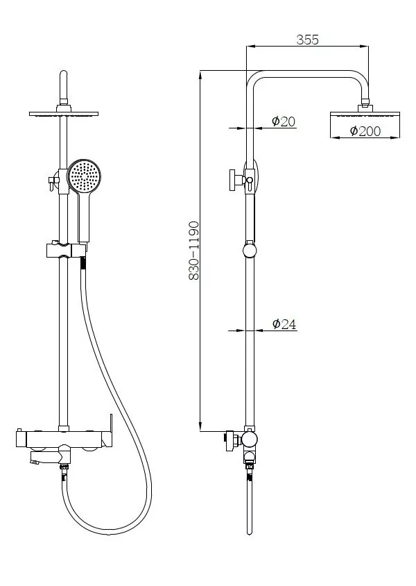 картинка Душевая стойка beWash BV0MMSS6612 со смесителем для ванны хром 