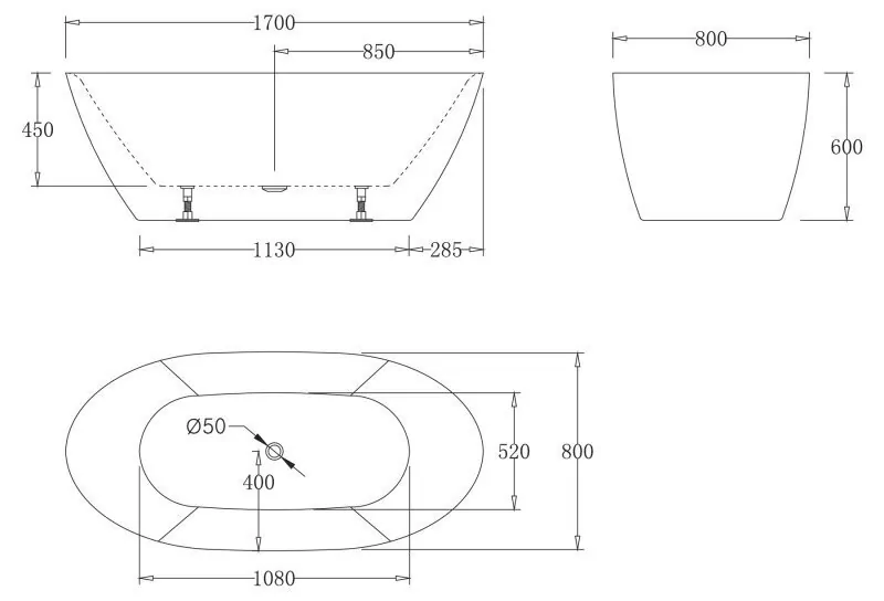 картинка Акриловая ванна без перелива BelBagno BB77-1700-W0 