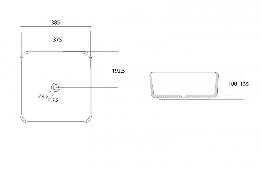 картинка Раковина накладная ABBER Rechteck AC2211MB черная матовая 